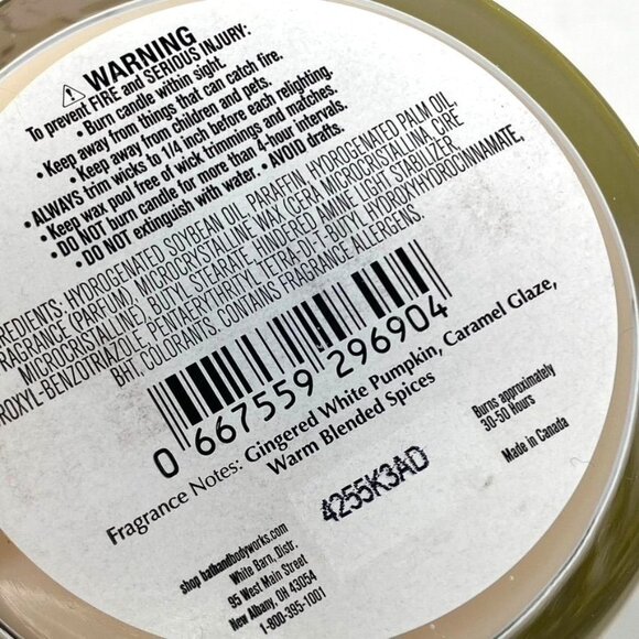 Bath & Body Works White Barn White Pumpkin Single Wick Soy Blend Candle 8 Oz - Picture 5 of 5